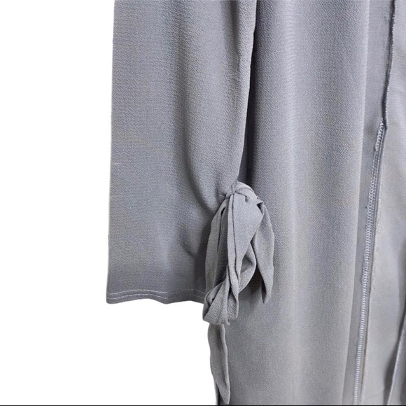 PrettyLittleThing Ana Duster Jacket Gray Size Medium Tie Sleeve Kimono - Picture 8 of 10